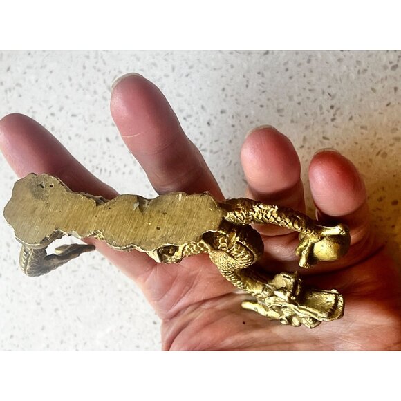 Brass Dragon Figurine Sculpture 4” x 2.5” T - Picture 7 of 11